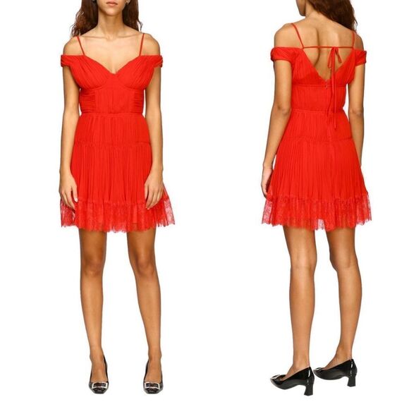 Self-Portrait Orange Off Shoulder Mini Dress - Picture 4 of 13